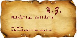 Mihályi Zoltán névjegykártya